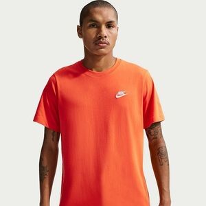 Nike Men’s Orange Short-Sleeve Tee with White Swoosh Mens Size Large